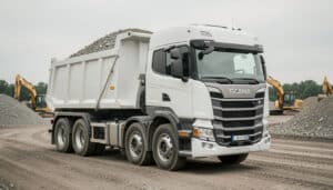 Camion-benne 8x4 : dimensions, charge utile et benne